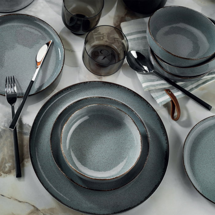 Hermia MOD24Y2730P01 Vajilla de Porcelana Azul 24 Piezas